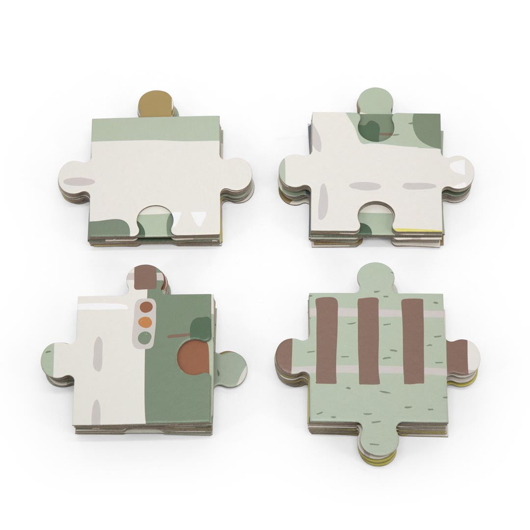 Houten stratenpuzzel met accessoires