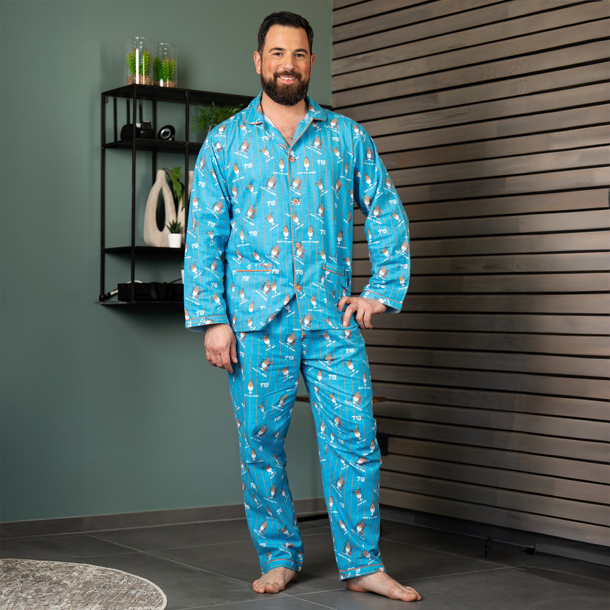 Flanellen Pyjama - Heren - Blauw