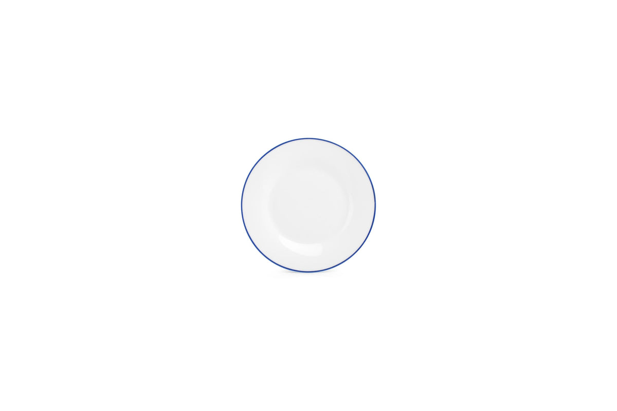 S&P - Basic White Assiette plate 15cm blue rim Basic White - 1 SET - 6 pièces