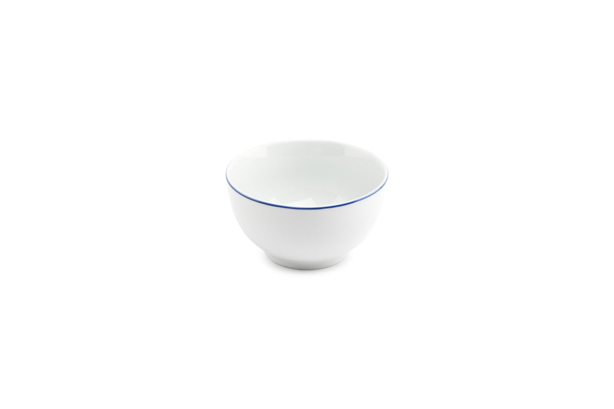 S&P - Basic White Bol 14xH8cm blue rim Basic White - 1 SET - 6 pièces