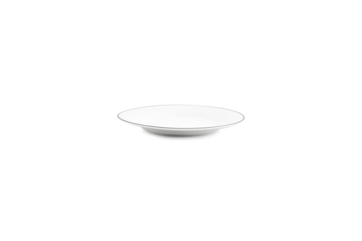 S&P - Basic White Plat bord 15cm green rim Basic White - 1 SET - 6 stuks
