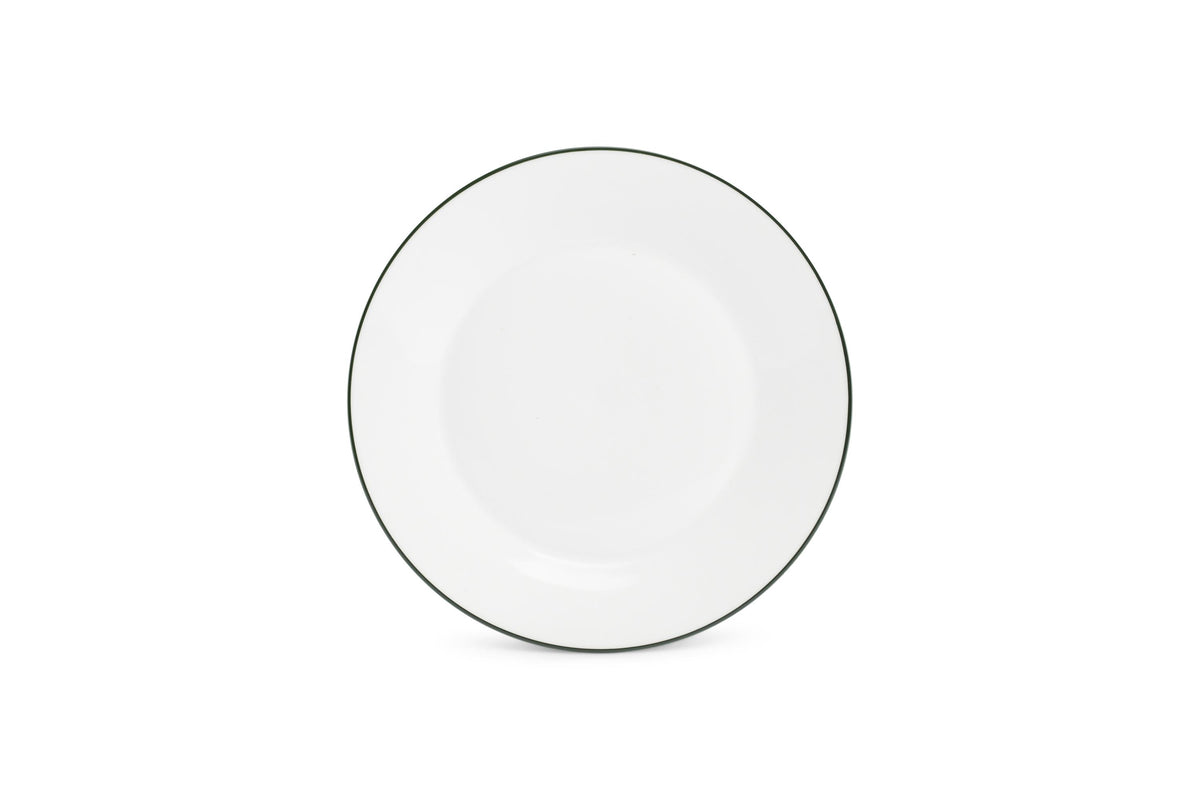 S&P - Basic White Plat bord 24cm green rim Basic White - 1 SET - 6 stuks