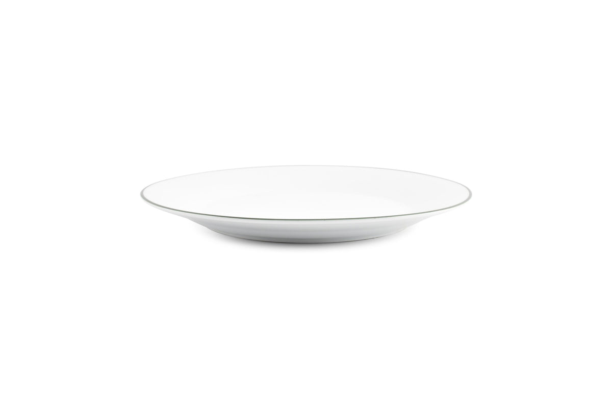 S&P - Basic White Plat bord 24cm green rim Basic White - 1 SET - 6 stuks