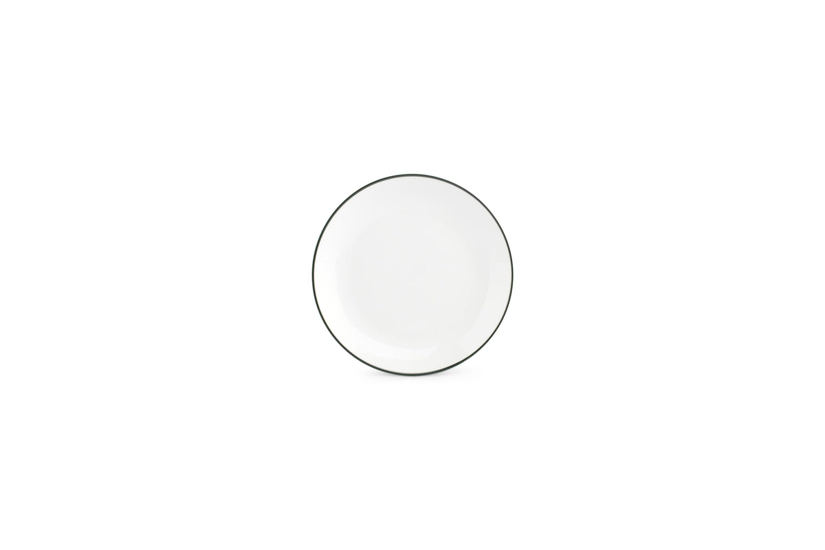 S&P - Basic White Plat bord 15cm coupe green rim Basic White - 1 SET - 6 stuks