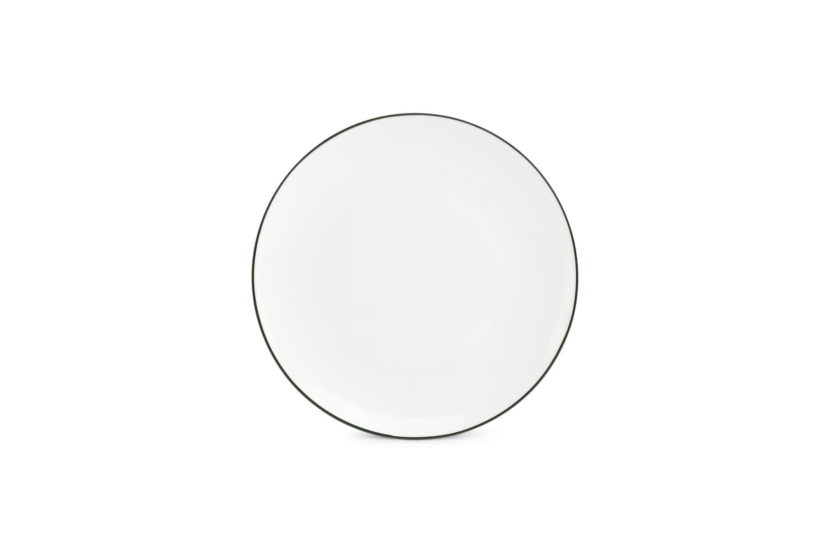 S&P - Basic White Plat bord 24cm coupe green rim Basic White - 1 SET - 6 stuks