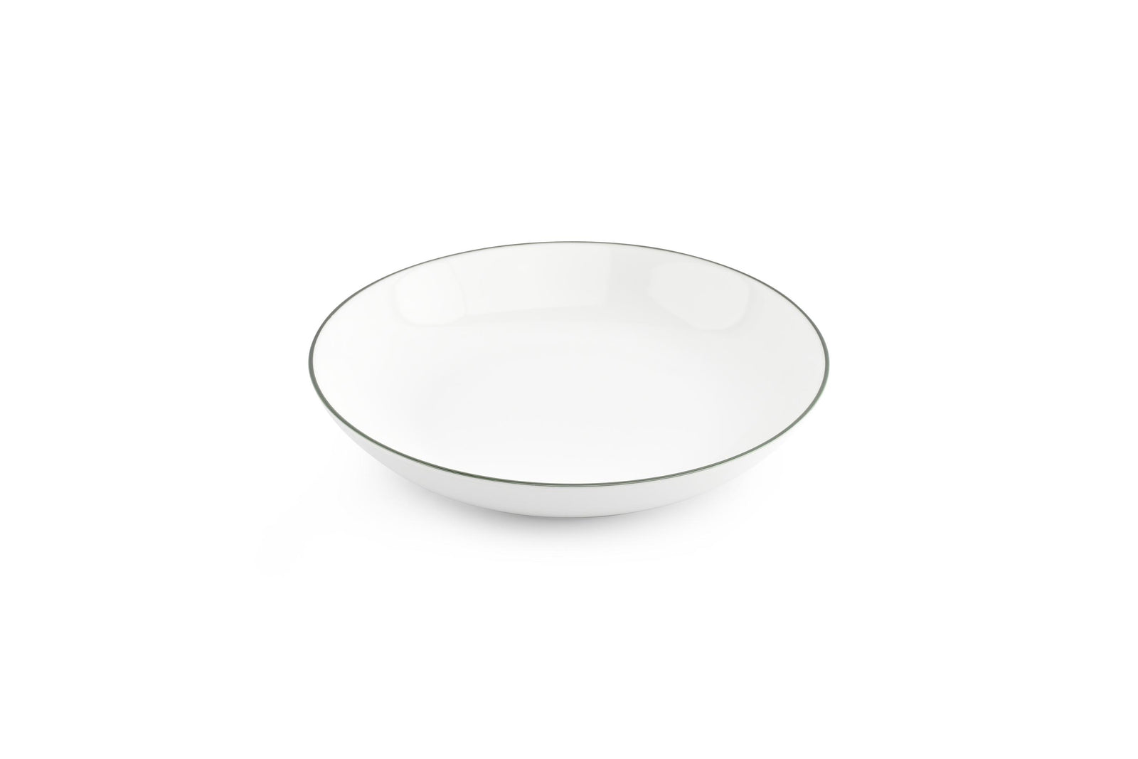 S&P - Basic White Kom 21xH4cm coupe green rim Basic White - 1 SET - 6 stuks