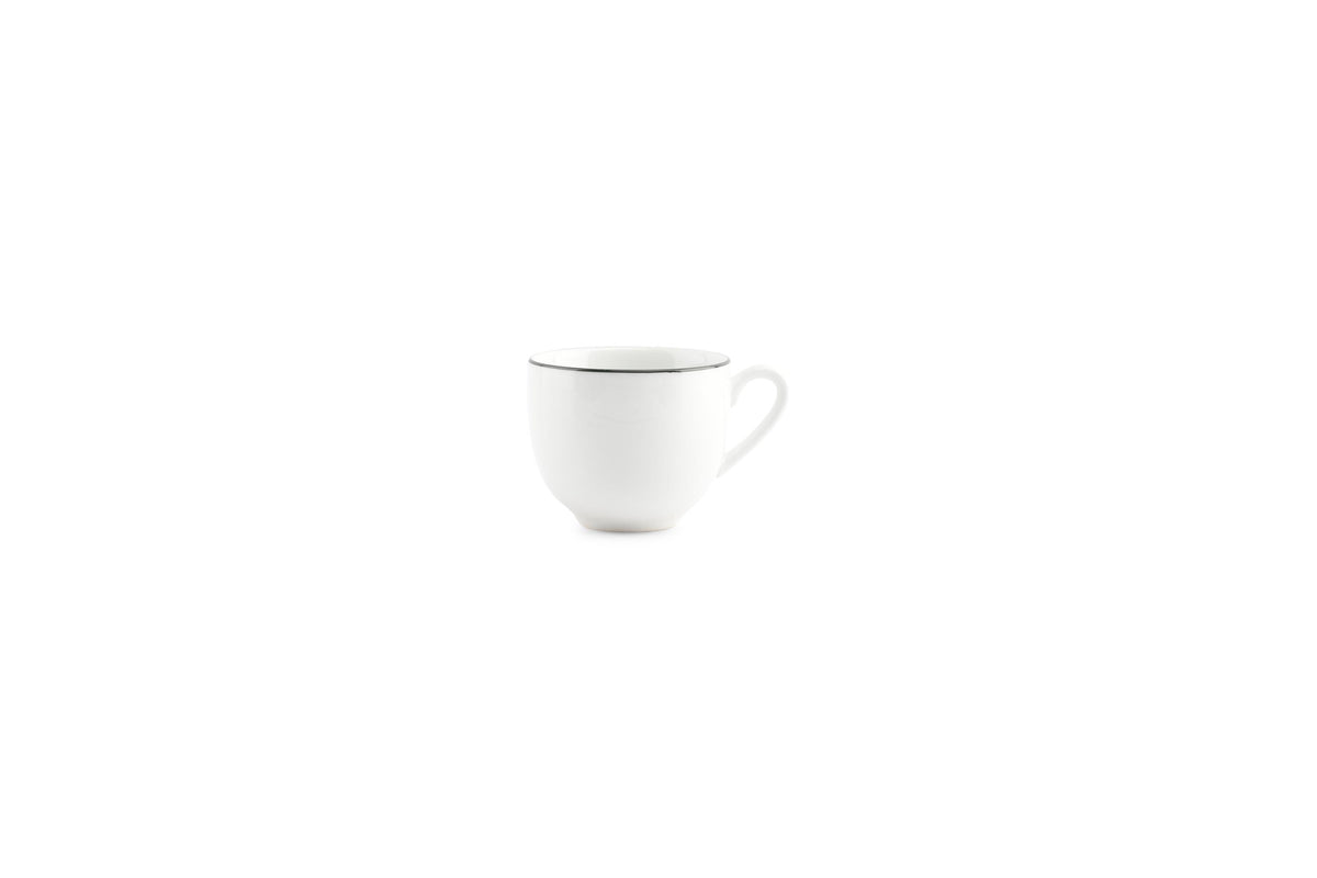 S&P - Basic White Mokkakop 10cl green rim Basic White - 1 SET - 6 stuks