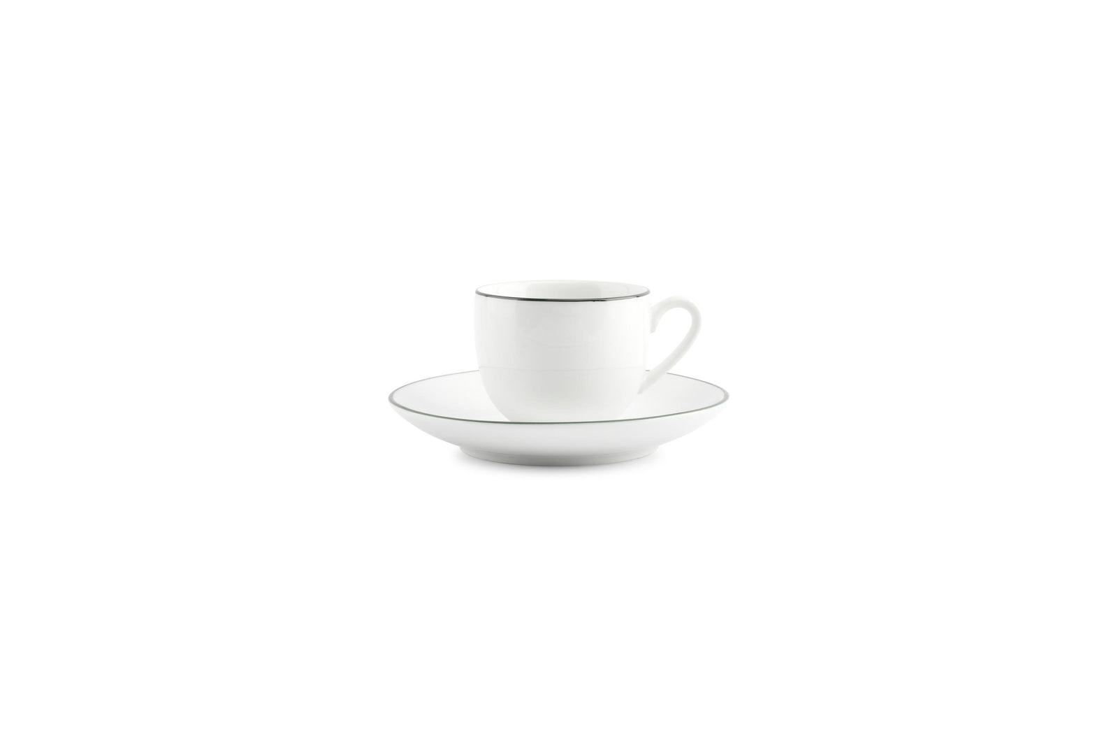 S&P - Basic White Mokkakop 10cl green rim Basic White - 1 SET - 6 stuks