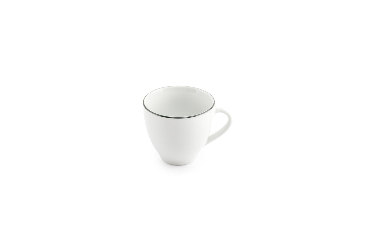 S&P - Basic White Tasse 20cl green rim Basic White - 1 SET - 6 pièces