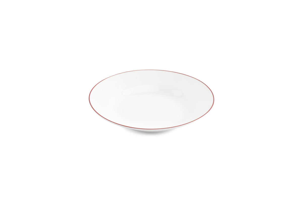 S&P - Basic White Assiette creuse 23xH4cm burgundy rim Basic White - 1 SET - 6 pièces