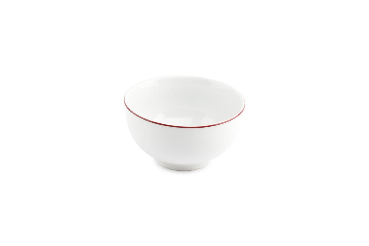 S&P - Basic White Kom 14xH8cm burgundy rim Basic White - 1 SET - 6 stuks