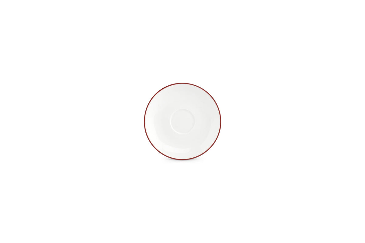 S&P - Basic White Soucoupe à moka 12,5cm burgundy rim Basic White - 1 SET - 6 pièces