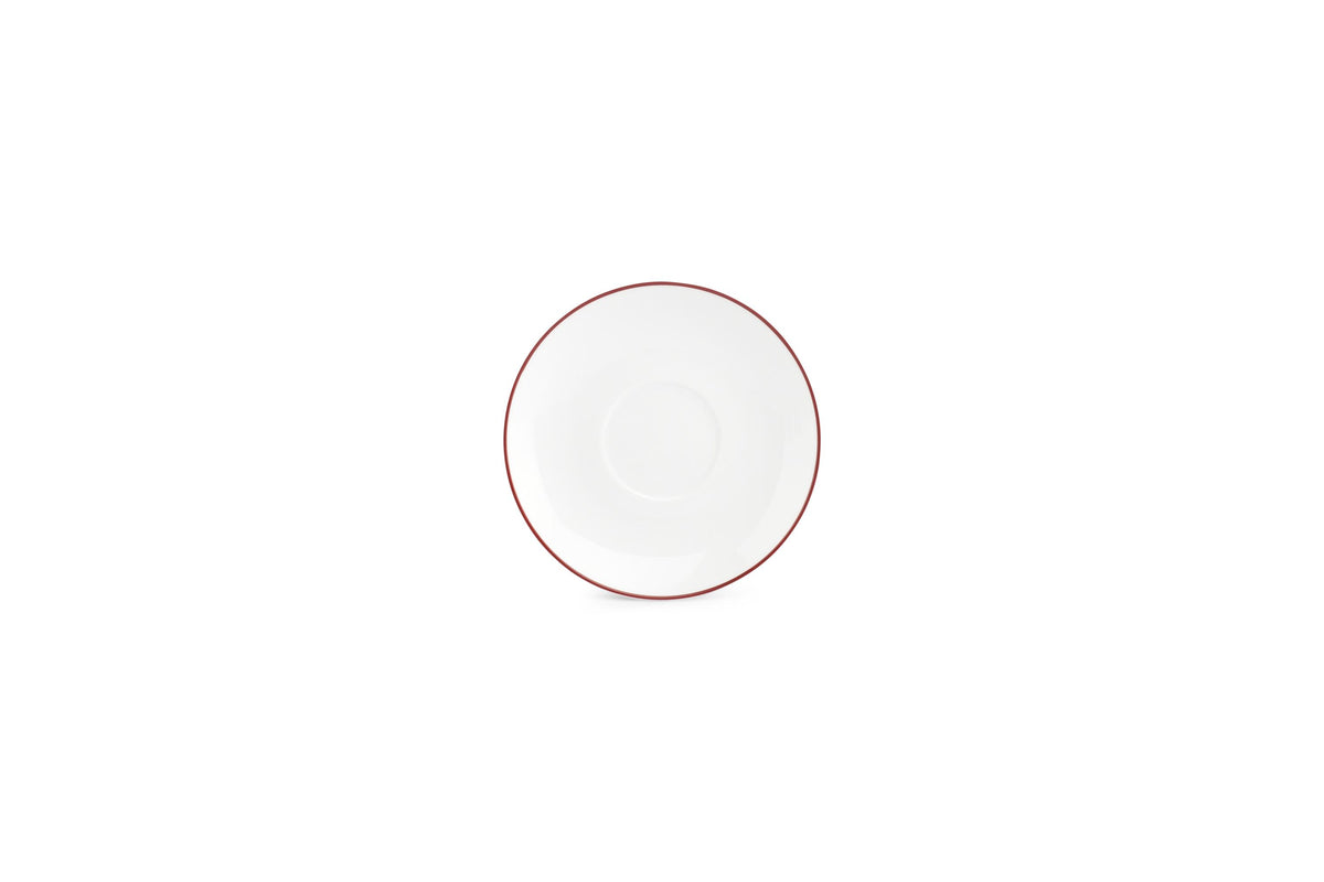 S&P - Basic White Schotel 14,5cm burgundy rim Basic White - 1 SET - 6 stuks