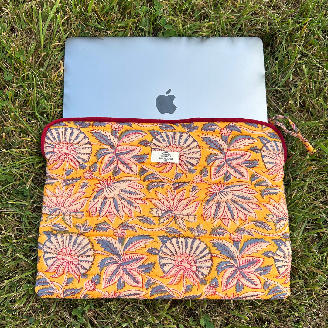 Laptophoes Mumbai Geel in katoenen voile