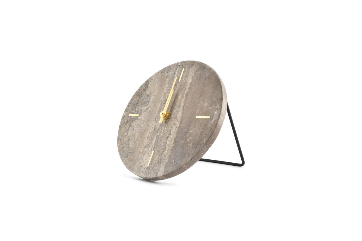 S&amp;P - Horloge de table 20cm travertin gris Zone