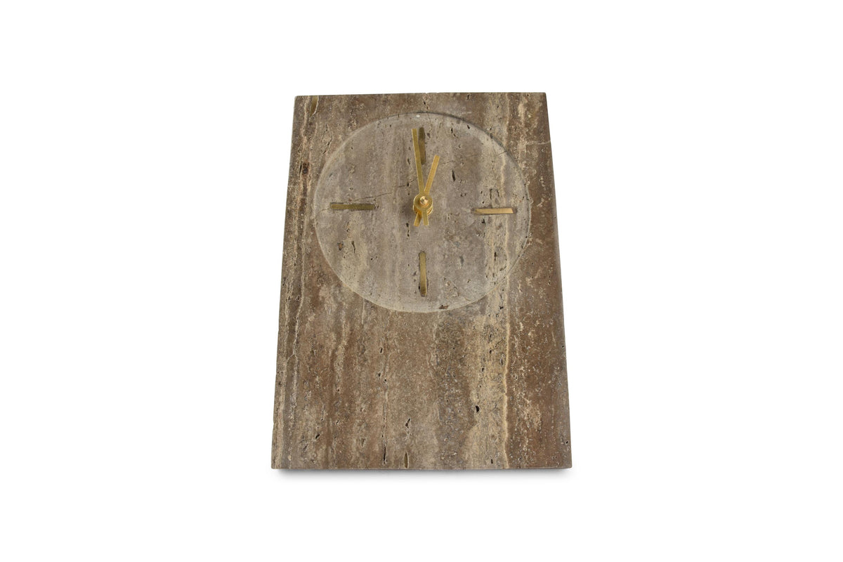 S&amp;P - Horloge de table 16xH23,5cm travertin gris Zone