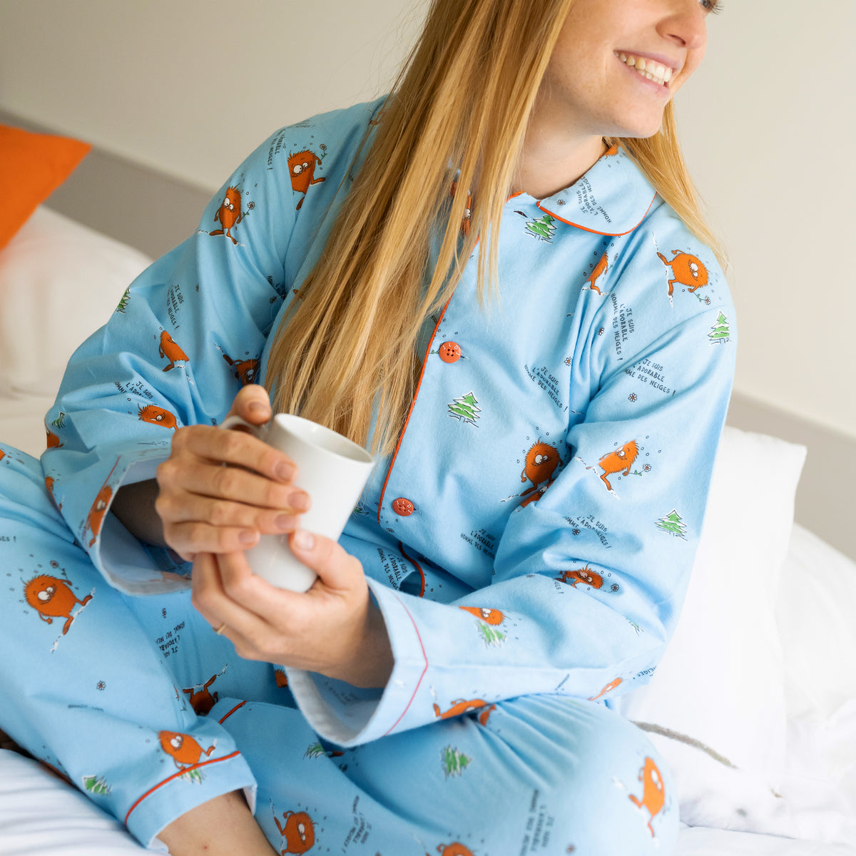 Flanellen Pyjama Vrouw Tropical Blue