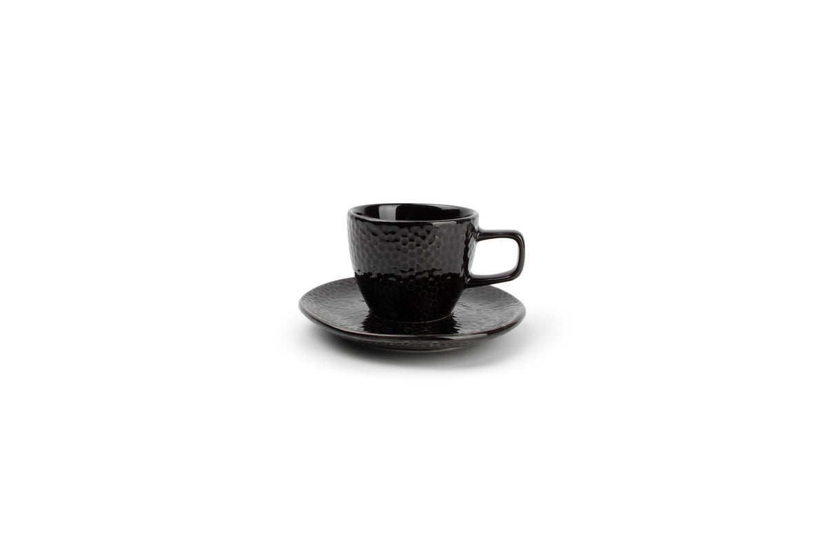 S&amp;P - Tasse à moka 10cl et soucoupe noir Mielo - 1 SET - 4 pièces