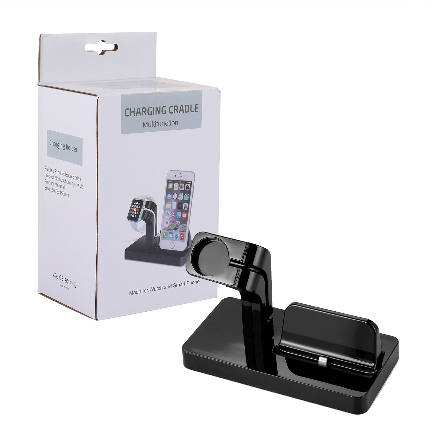 Oplaad- En Synchronisatiestation 2-In-1 Voor Apple Watch En Iphone - Zwart