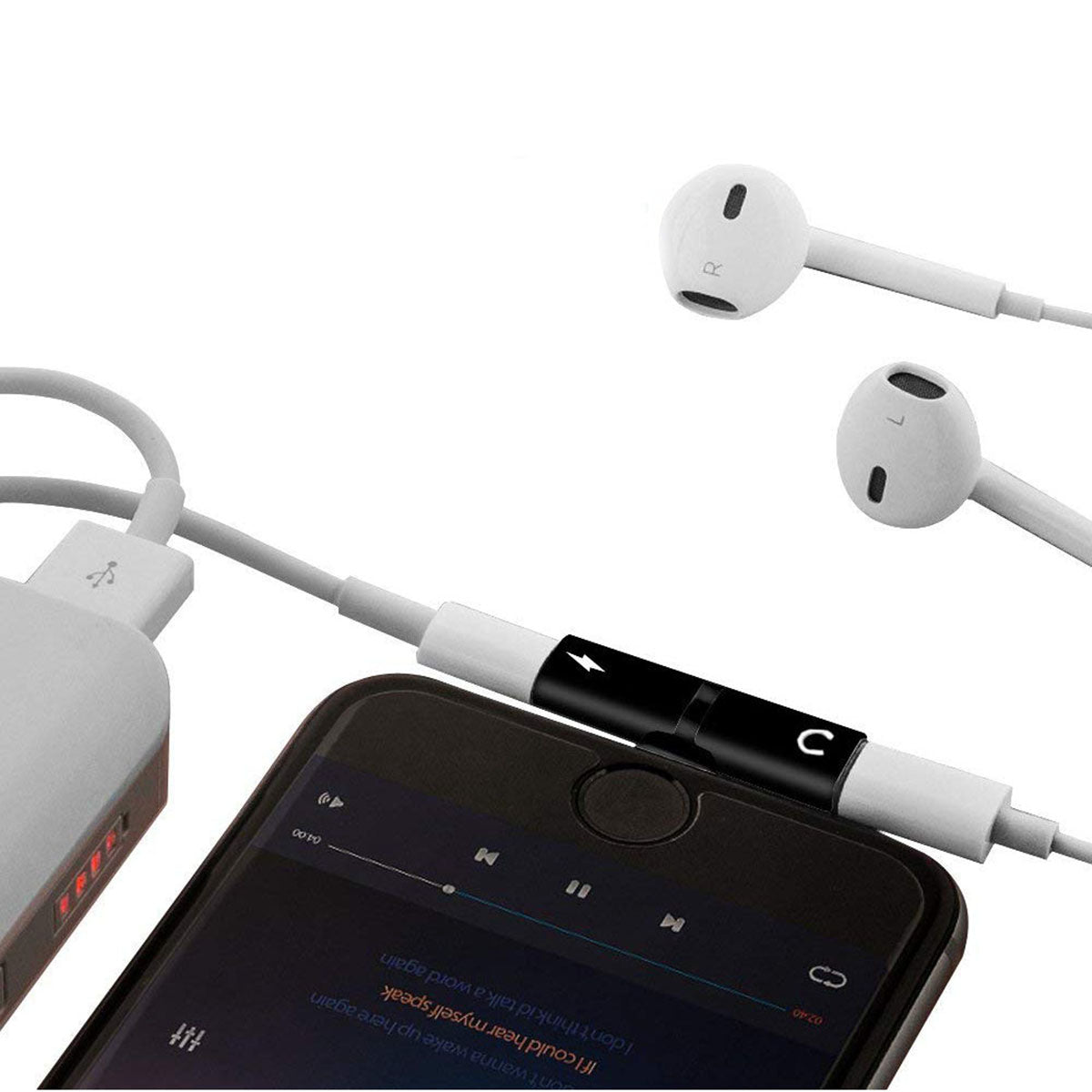 Lightning Adapter 1 Male En 2 Vrouwelijk Ios 11 - Zwart
