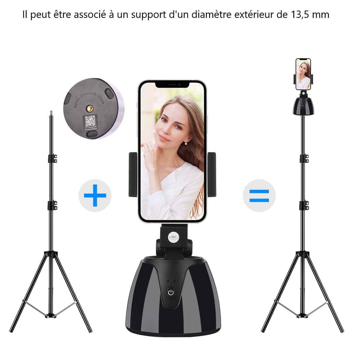 Ondersteun Telefoon Intelligente Rotatie 360° - Zwart