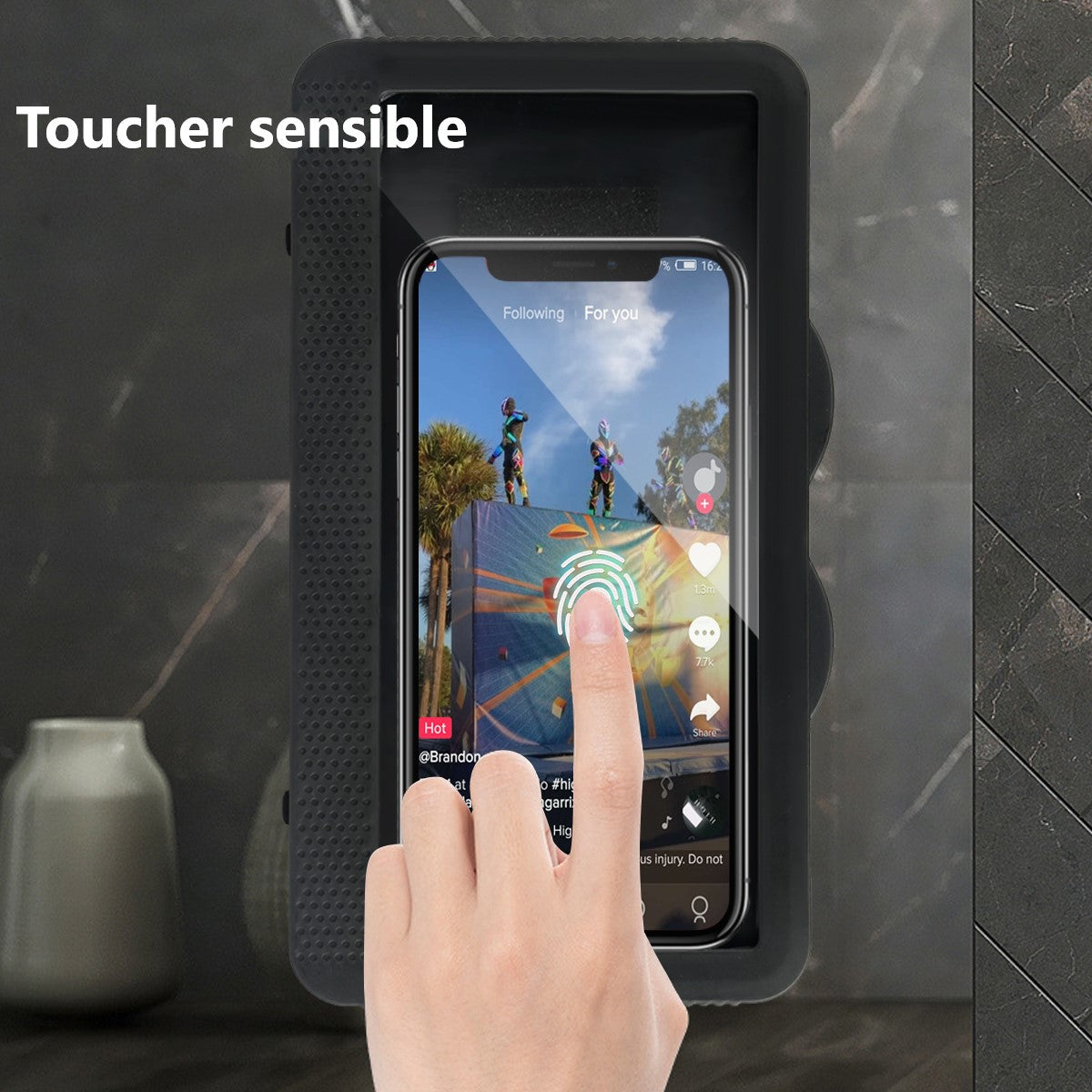 Waterdichte Muursteun Voor Telefoon - Zwart