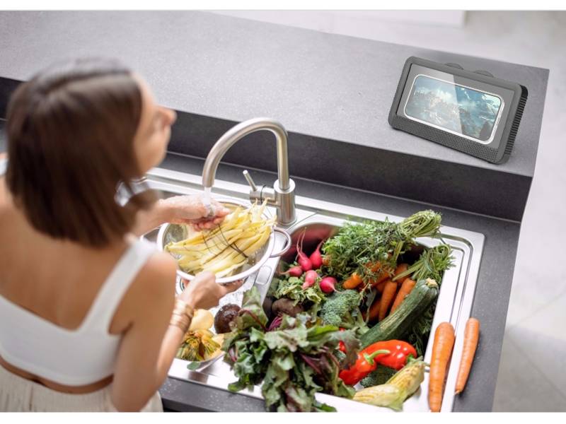 Waterdichte Muursteun Voor Telefoon - Zwart