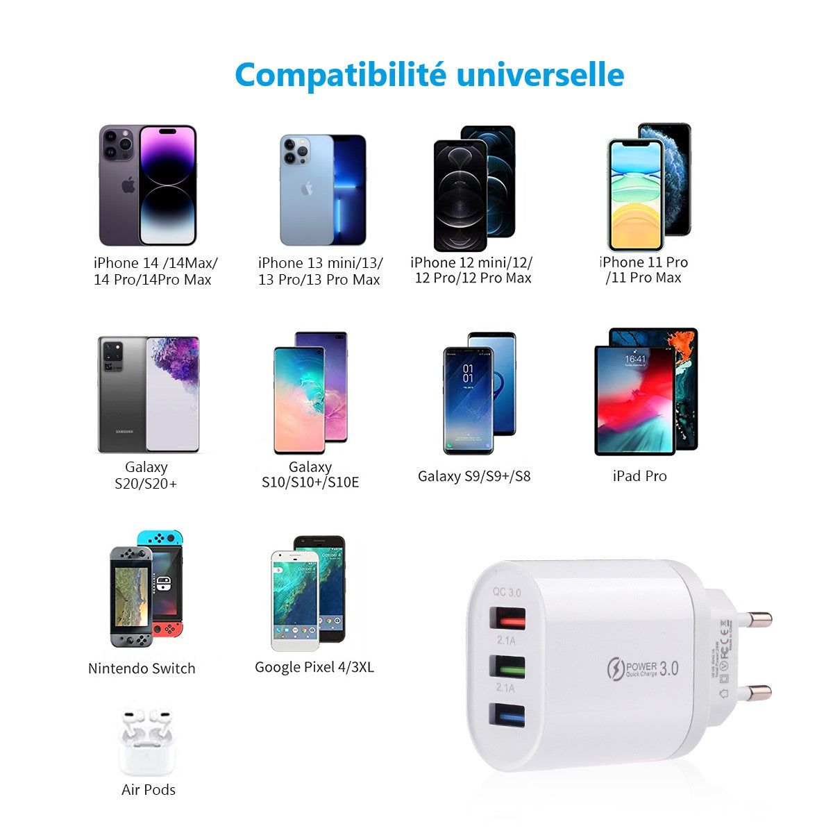 Sectoraansluiter 3 Usb-Poorten - Wit