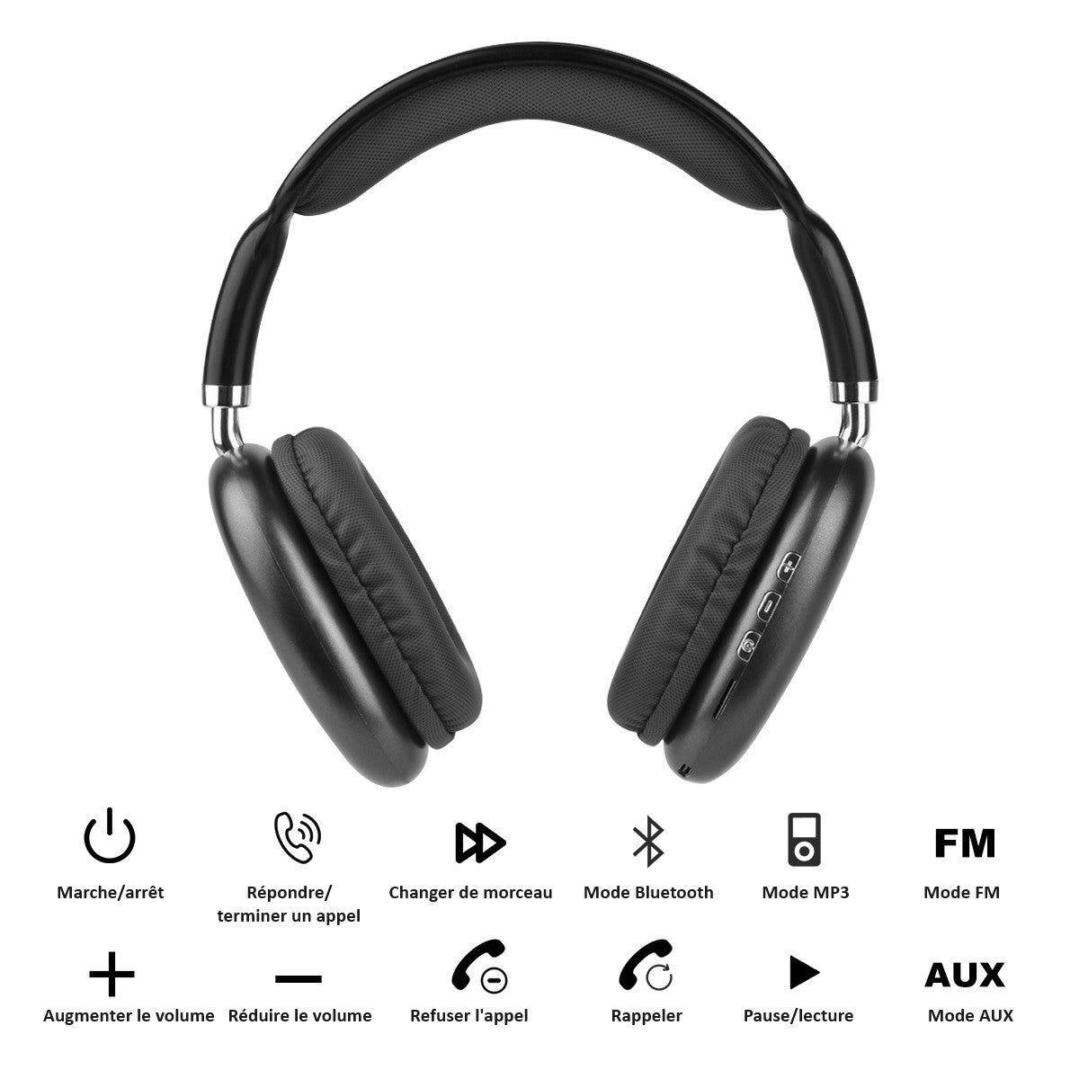 Draadloze Bluetooth Koptelefoon - Zwart
