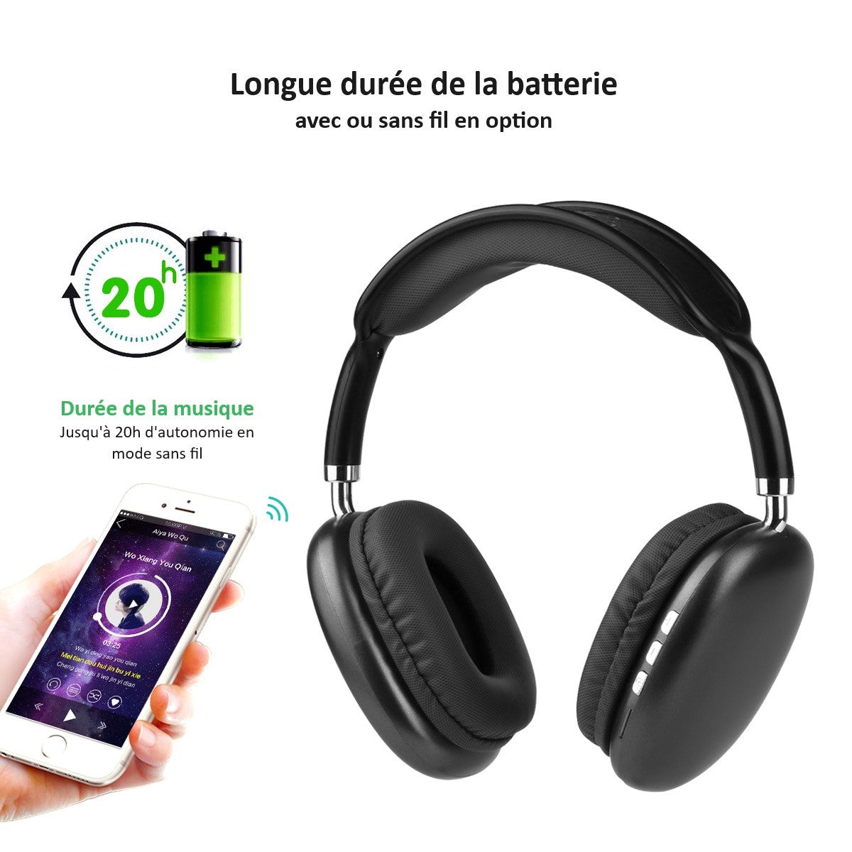 Draadloze Bluetooth Koptelefoon - Zwart