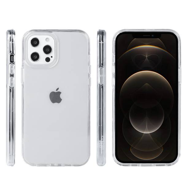 Iphone 12Pro Max Hoesje - 2 In 1 (Silicone Rand En Harde Hoes) - Transparant