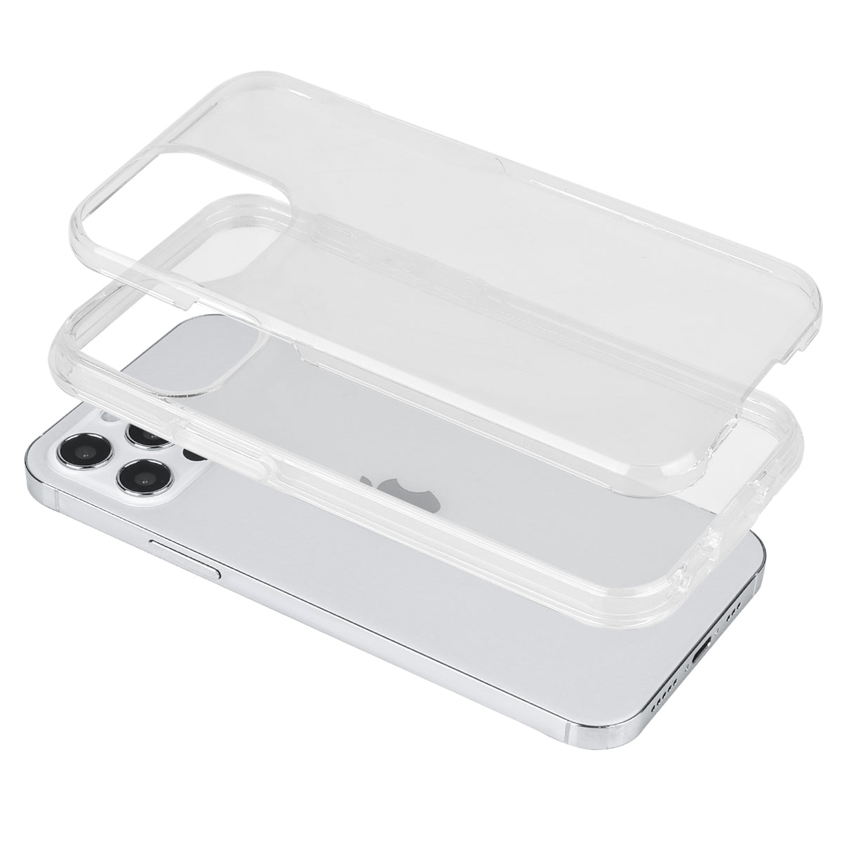 Iphone 12Pro Max Hoesje - 2 In 1 (Silicone Rand En Harde Hoes) - Transparant