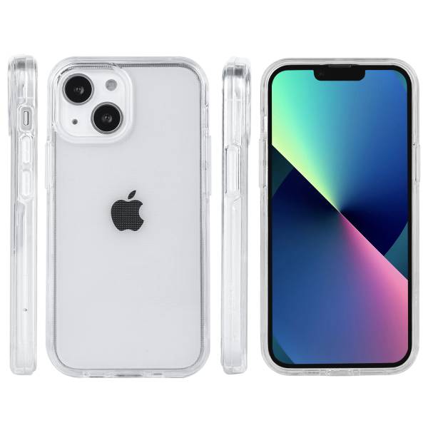 Iphone 13 Mini Hoesje - 2 In 1 (Siliconen Rand En Harde Hoes) - Transparant