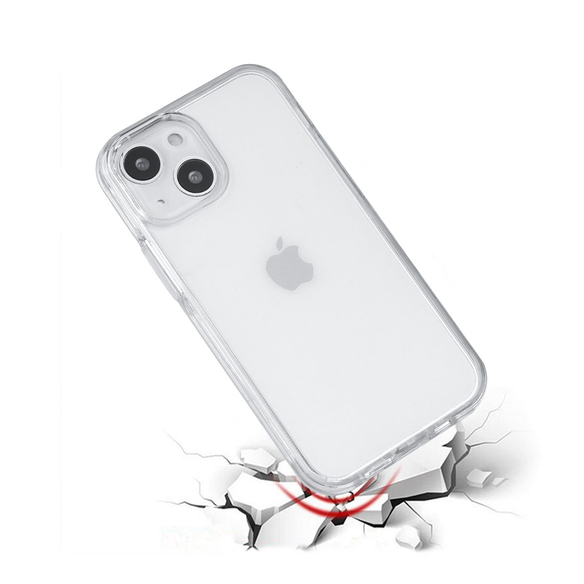 Iphone 13 Mini Hoesje - 2 In 1 (Siliconen Rand En Harde Hoes) - Transparant