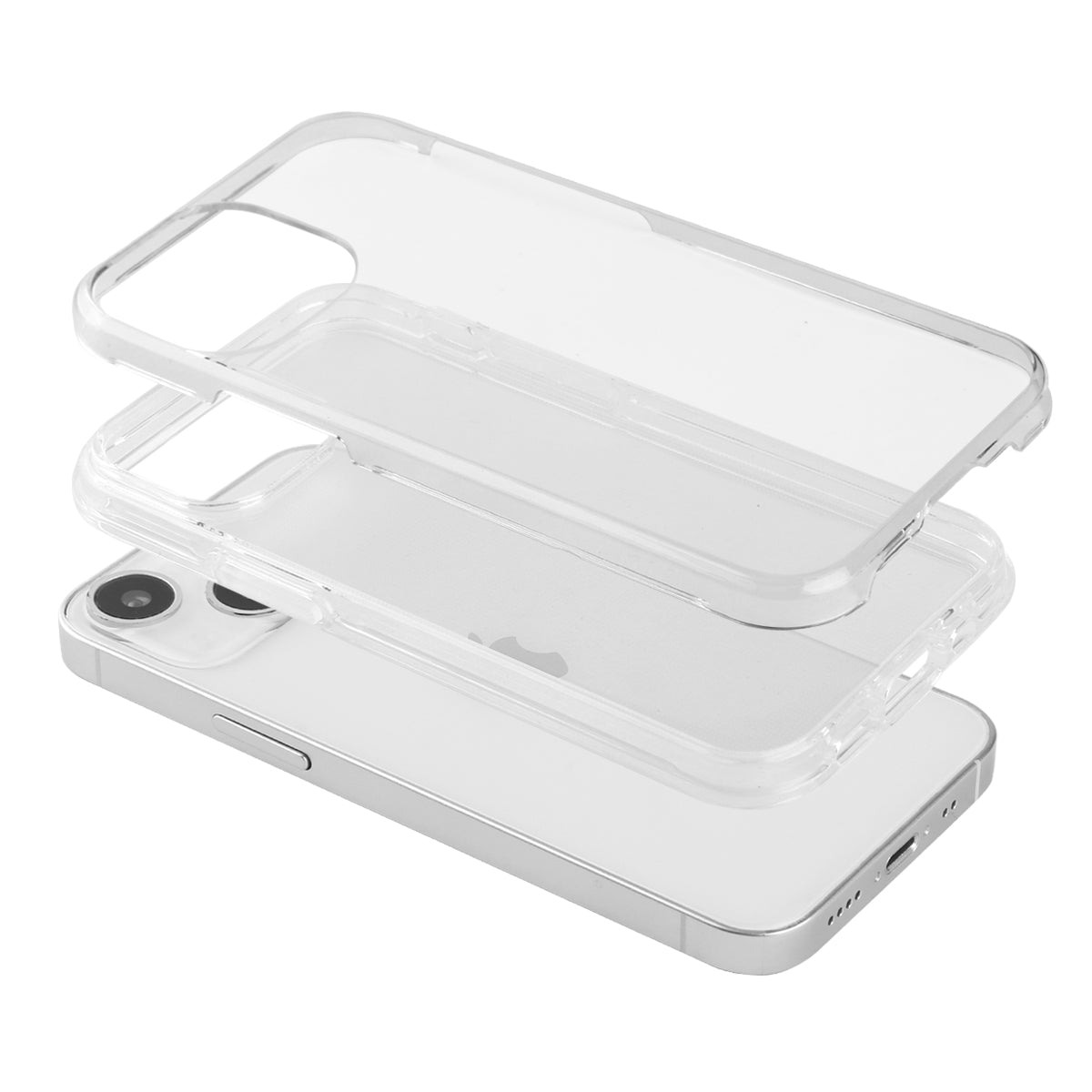 Iphone 13 Mini Hoesje - 2 In 1 (Siliconen Rand En Harde Hoes) - Transparant