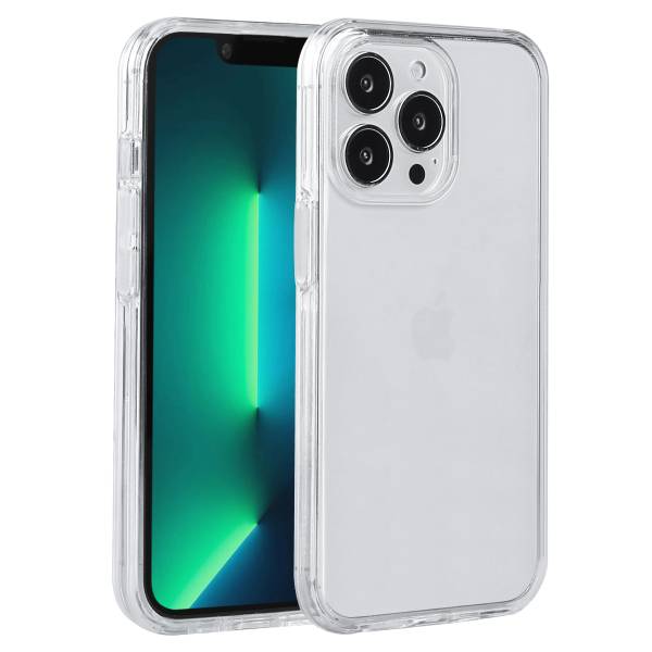 Iphone 13Pro Hoesje - 2 In 1 (Siliconen Rand En Harde Hoes) - Transparant