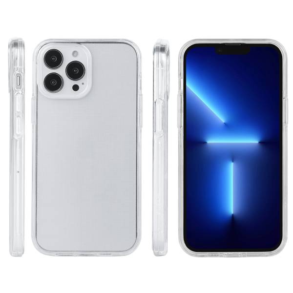Iphone 13Pro Max Hoesje - 2 In 1 (Silicone Rand En Harde Hoes) - Transparant