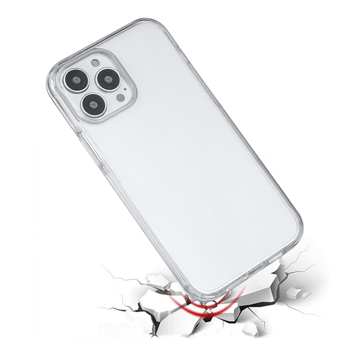 Iphone 13Pro Max Hoesje - 2 In 1 (Silicone Rand En Harde Hoes) - Transparant