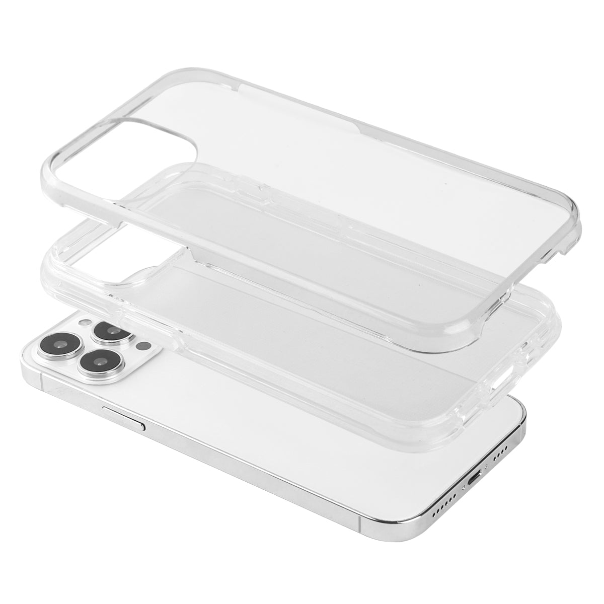 Iphone 13Pro Max Hoesje - 2 In 1 (Silicone Rand En Harde Hoes) - Transparant