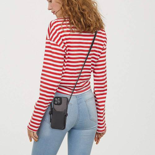 Leren Tas Voor Telefoon - Zwart