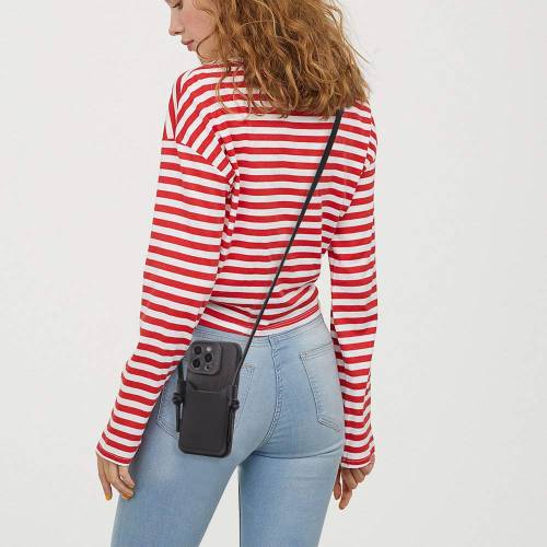 Leren Tas Voor Telefoon - Zwart