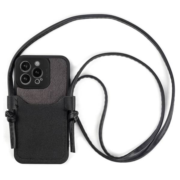 Leren Tas Voor Telefoon - Zwart