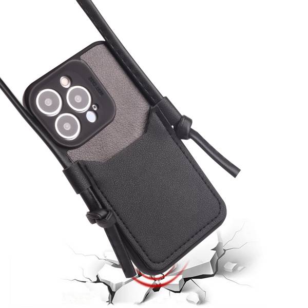 Leren Tas Voor Telefoon - Zwart