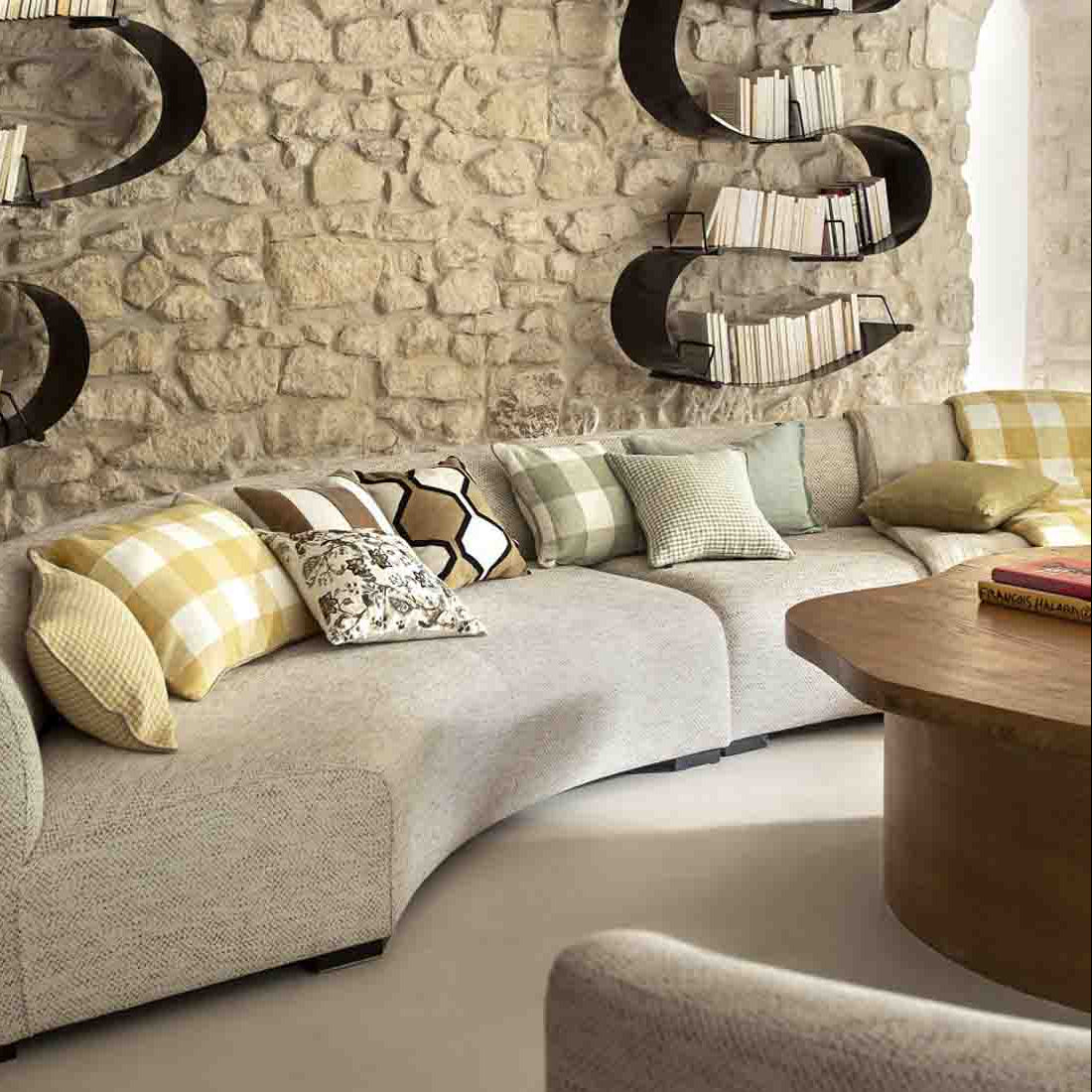 Housse De Coussin - Palma 100% Lin À Gros Carreaux - Amande