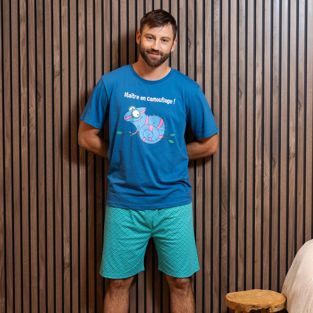 Man - Pyjamashort - Indigoblauw