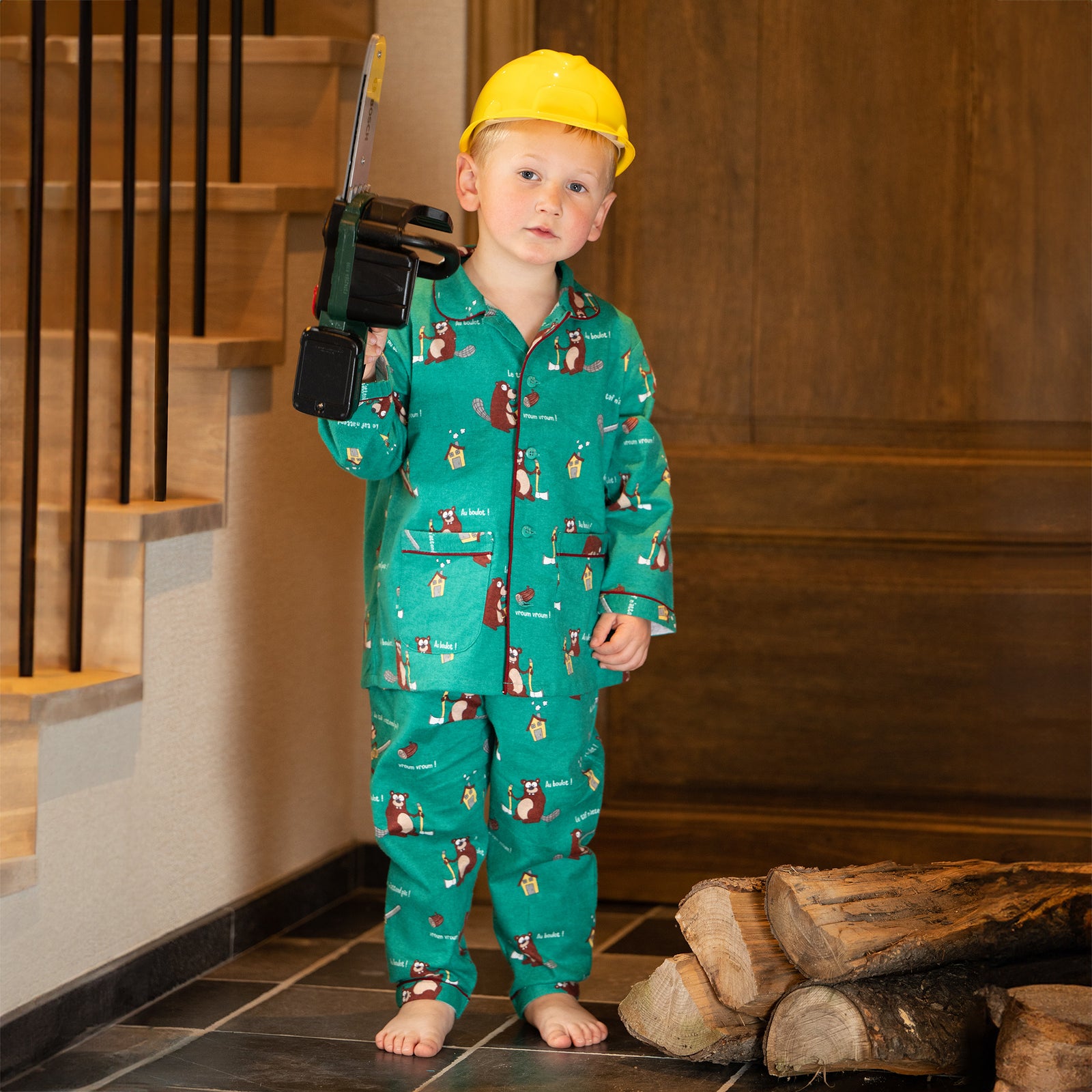 Flanellen Pyjama - Jongen/Meisje - Groen