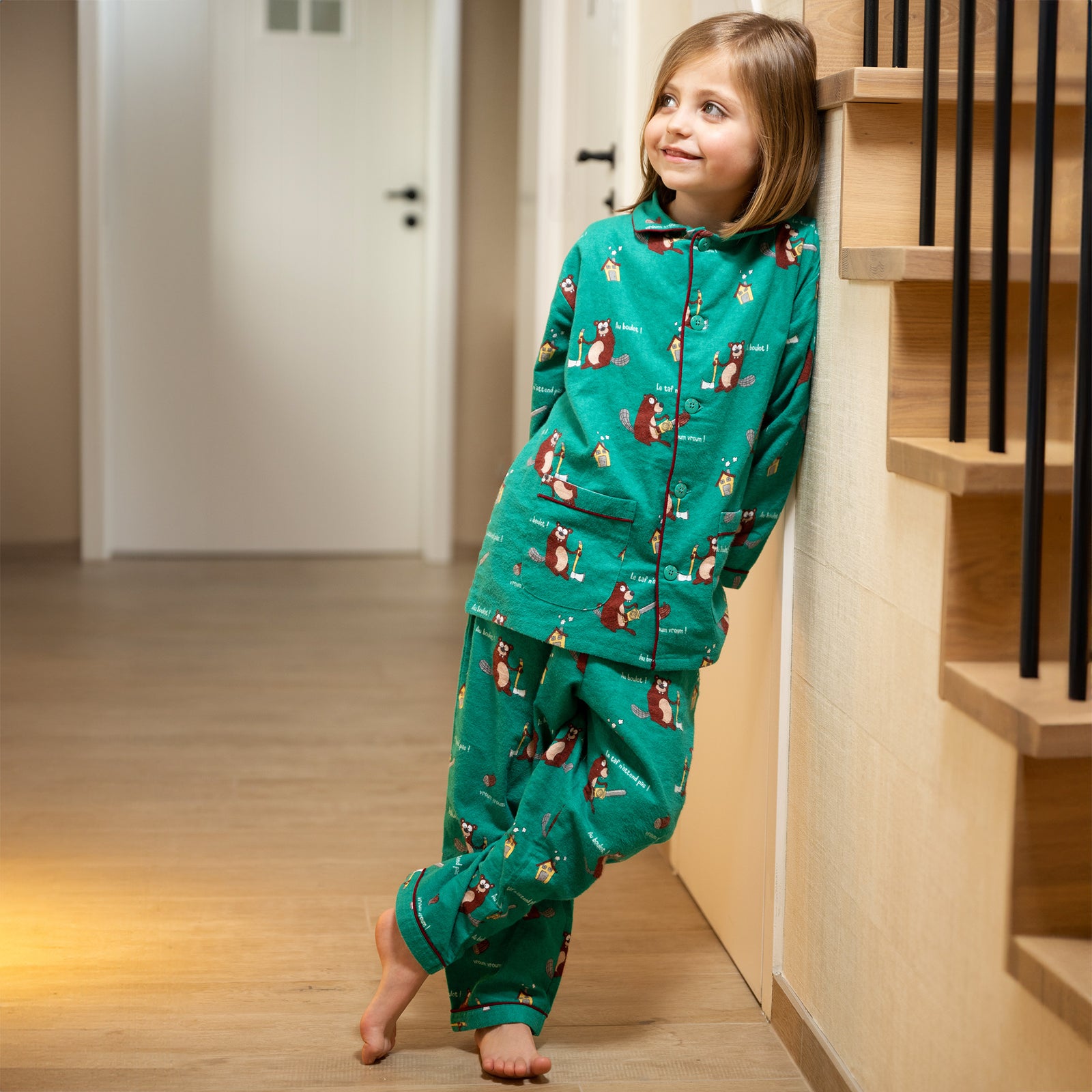Flanellen Pyjama - Jongen/Meisje - Groen