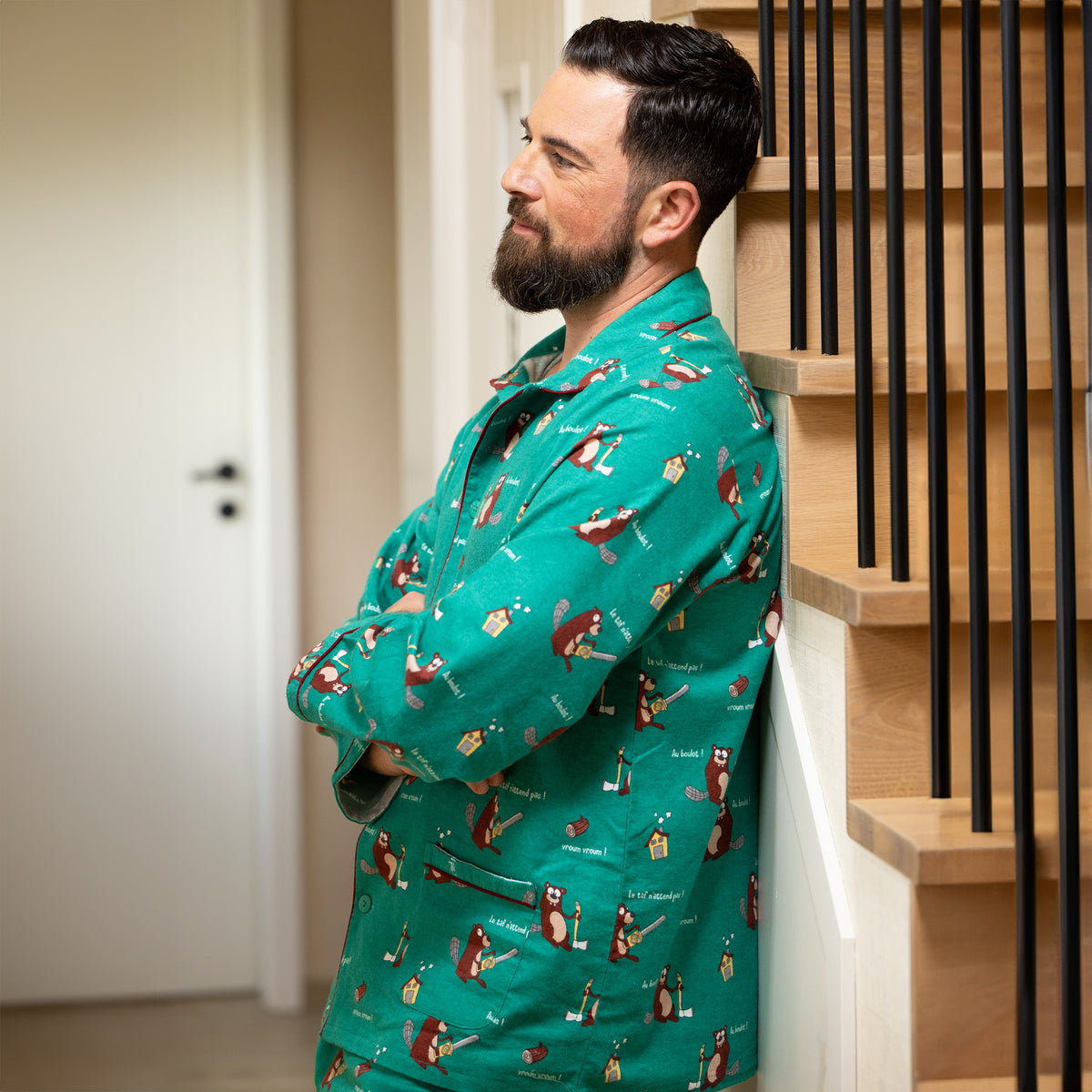 Pyjama Flannelle  - Men - Vert 