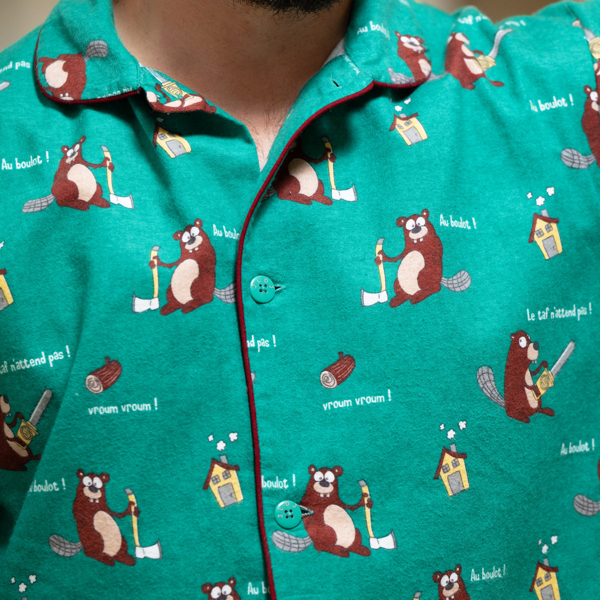 Pyjama Flannelle  - Men - Vert 