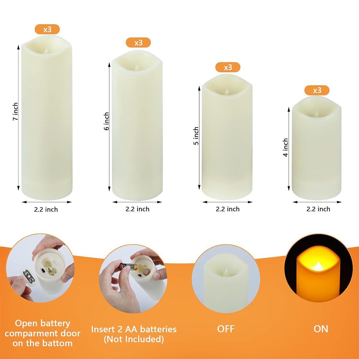 Led-Kaarsen Met Vlam-Effect - Wit